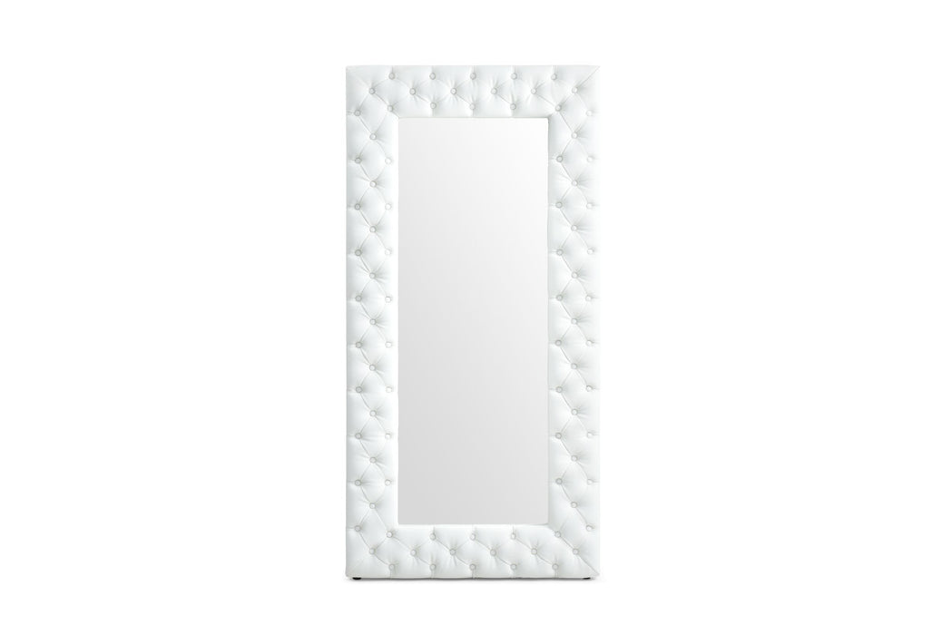 Legend - Modern White Bonded Leather Floor Mirror