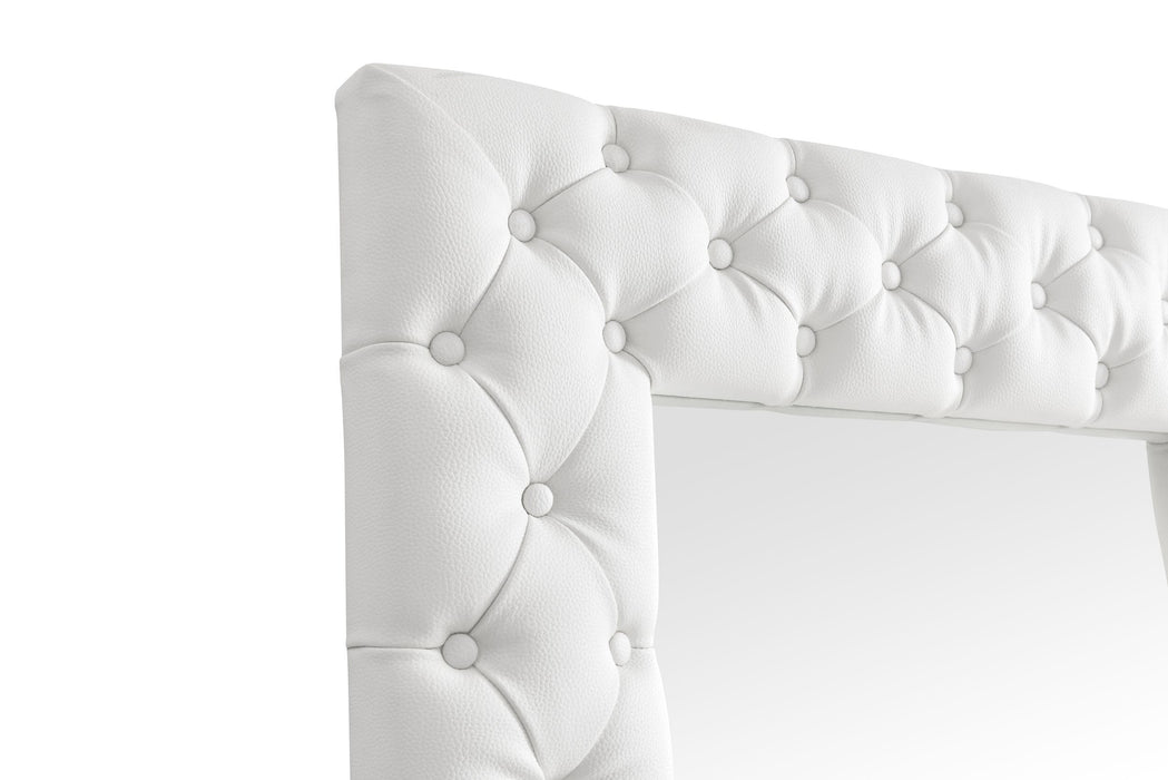 Legend - Modern White Bonded Leather Floor Mirror