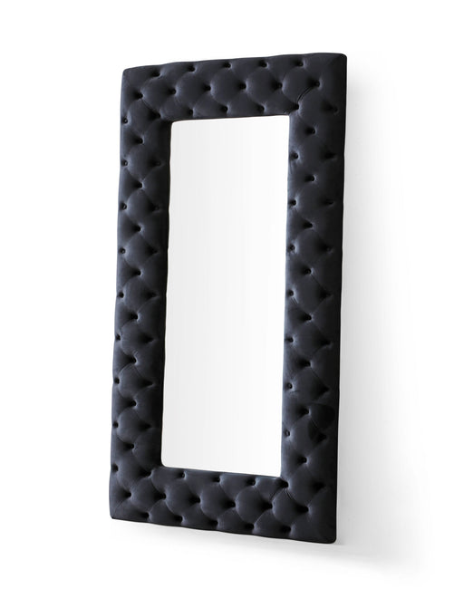 Legend - Transitional Black Velvet Floor Mirror