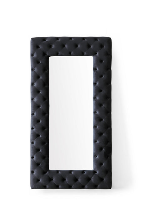 Legend - Transitional Black Velvet Floor Mirror