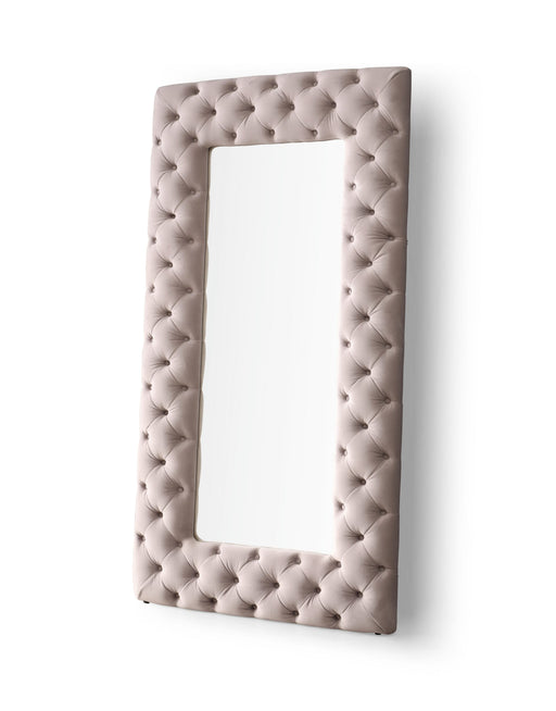 Legend - Transitional Grey Velvet Floor Mirror