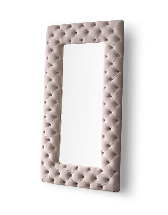 Legend - Transitional Grey Velvet Floor Mirror