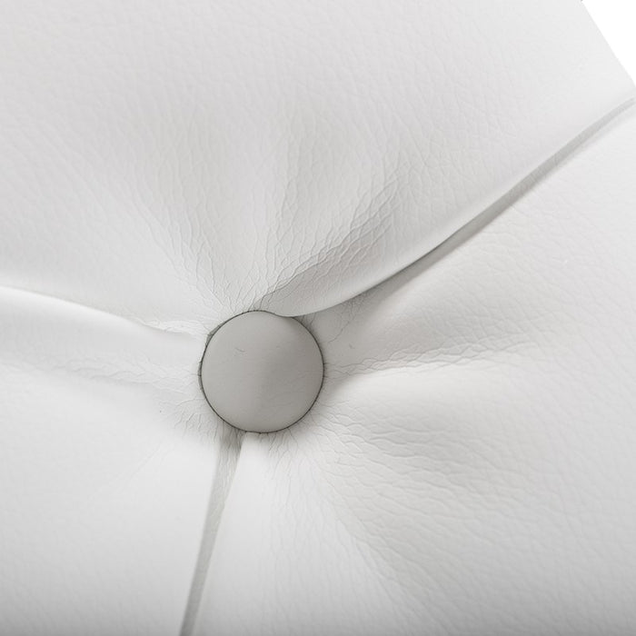 Lindsey Modern White Leatherette & Stainless Steel Bench