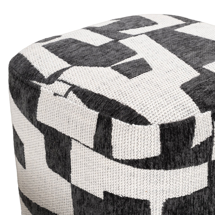 Loftis - Modern Black & White Fabric Ottoman