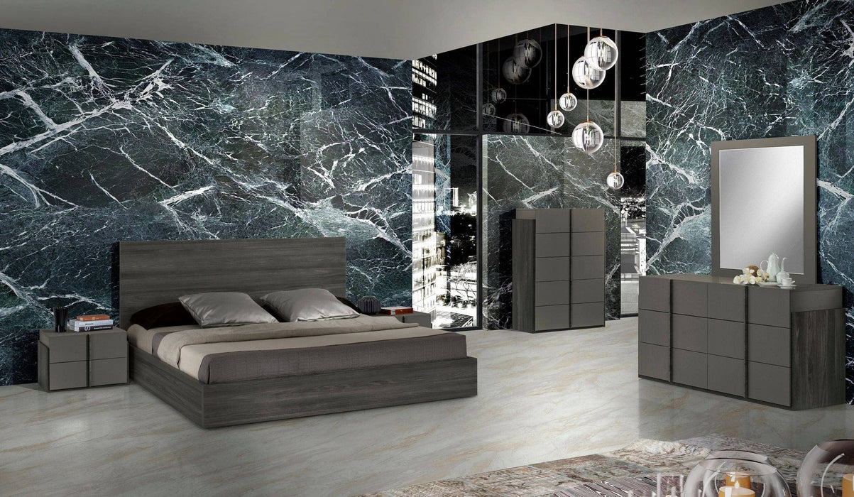 Lucia - Italian Modern Matte Grey / Elm Grey Bed
