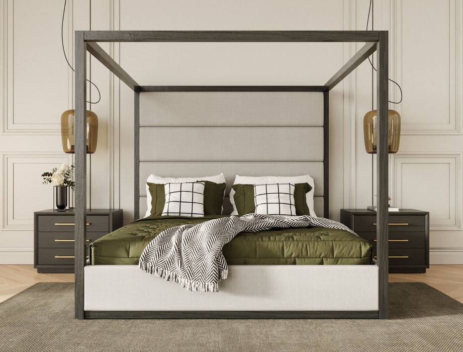 Manhattan - Contemporary Canopy Grey Bed -queen