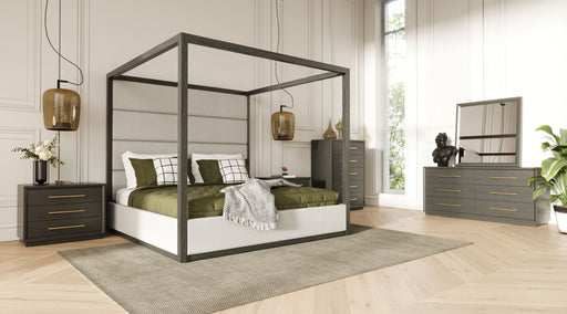 Manhattan- Contemporary Canopy Grey Bedroom Set-eastern