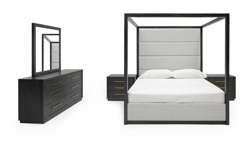 Manhattan- Contemporary Canopy Grey Bedroom Set-queen