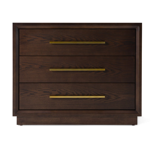 Manhattan - Contemporary Brown Oak and Gold Nightstand