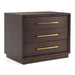 Manhattan - Contemporary Brown Oak and Gold Nightstand