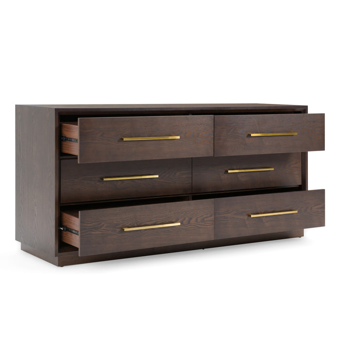 Manhattan - Contemporary Brown Oak and Gold Dresser