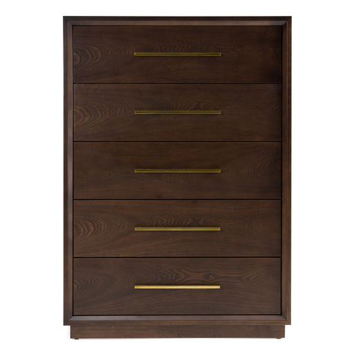 Manhattan - Contemporary Brown Oak and Gold Chest