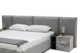 Eastern King Maranello - Modern Grey Fabric Bed w/ Two Nightstands