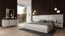 Queen Size Marbella - Italian Modern White Marble Bed w/ 2 Nightstands