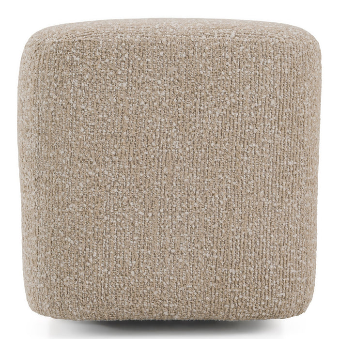 Mayfair - Contemporary Beige Fabric + Burl Bench Ottoman