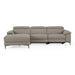 Meidas - Modern Light Grey Leather Sectional Sofa + 2 Recliners - Left Facing Chaise