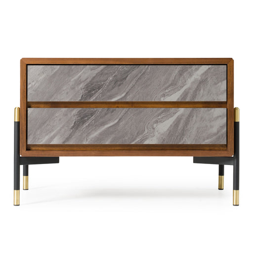 Metcalf - Mid-Century Walnut & Grey Nightstand