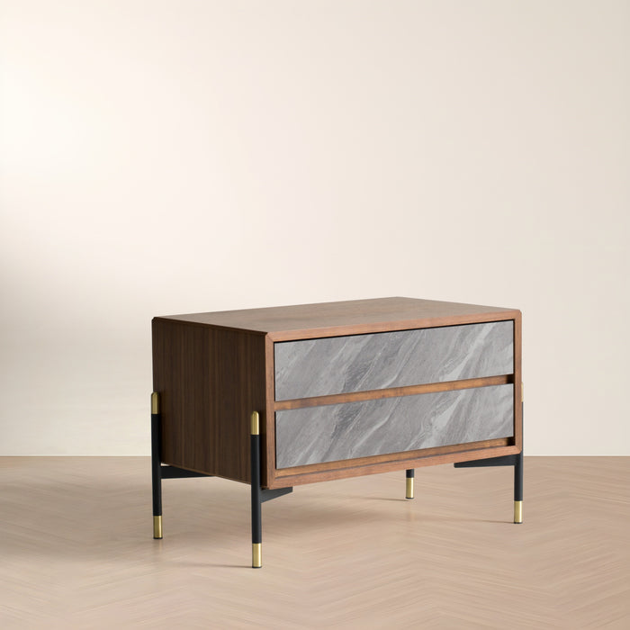 Metcalf - Mid-Century Walnut & Grey Nightstand