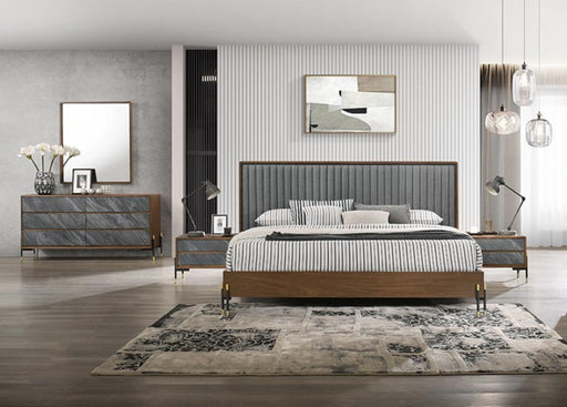 Metcalf - Queen Mid-Century Walnut & Grey Bedroom Set