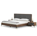 Queen Metcalf - Mid-Century Walnut & Grey Bed w/ Two Nightstands