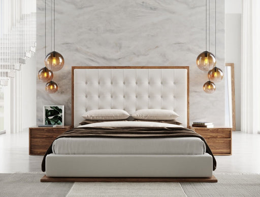 Amberlie - White Vegan Leather & Walnut CK Bed