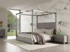 Arlene Modern Grey Elm & Stainless Steel Canopy Bed