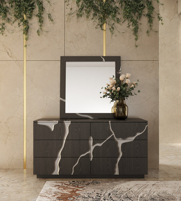 Aspen - Modern Matte Brown Ash & Silver Mirror