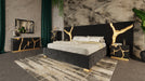 Aspen - Modern Black + Gold Bed + Nightstands