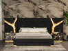 Aspen - Queen Glam Black Velvet & Gold Bed