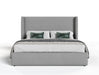Byrne + Asus - Modern Grey Fabric + Elm Grey Bed & 2 Nightstands
