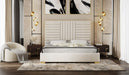 Queen Daystar - Modern Beige Velvet and Gold Bed