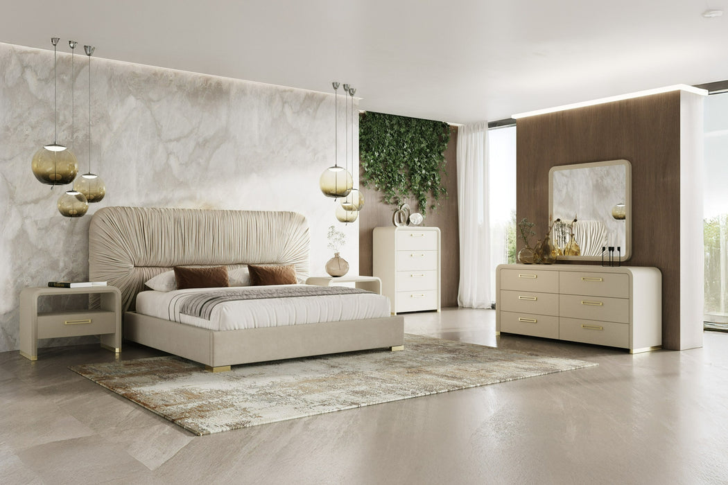 Florence - Modern Beige Leatherette + Gold Dresser