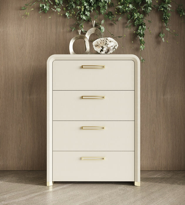 Florence - Modern Beige Leatherette + Gold Chest
