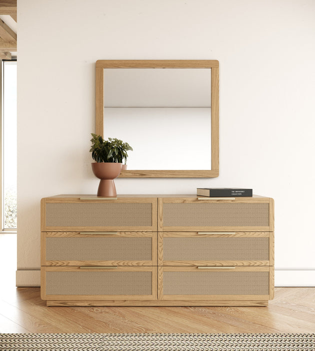 Gavin - Modern Natural Ash + Rattan 4-Piece Bedroom Set