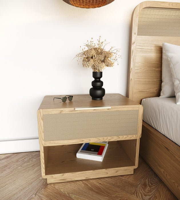 Gavin - Modern Natural Ash + Rattan Nightstand