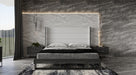 Heloise - Contemporary White Leather & Grey Elm Trim Bed