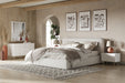 Liam - Modern Ivory Fabric Upholstered Bed