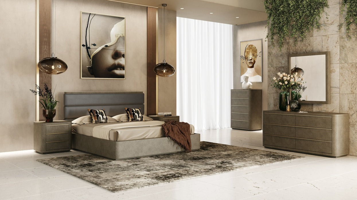 Lois - Modern Beige Shagreen + Brass Chest