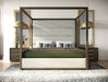 Manhattan - Contemporary Canopy Brown Oak Bed