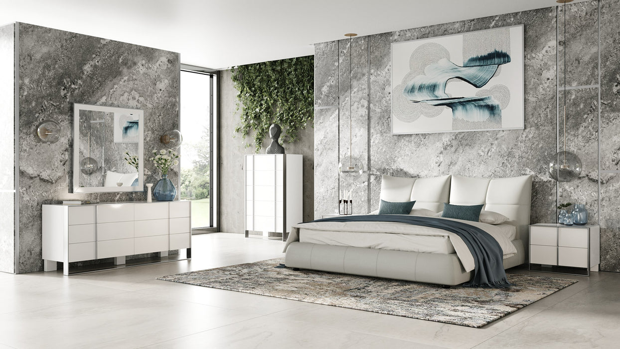 Patrick - Modern Light Grey Leather Bed