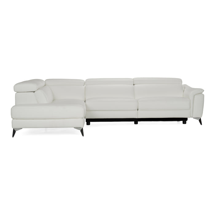 Monte Carlo - Italian Modern White Leather Left Facing Sectional Sofa