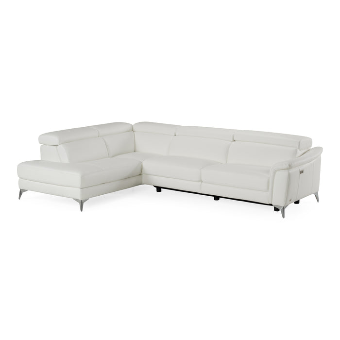 Monte Carlo - Italian Modern White Leather Left Facing Sectional Sofa