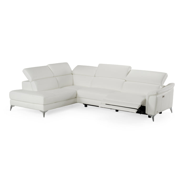 Monte Carlo - Italian Modern White Leather Left Facing Sectional Sofa