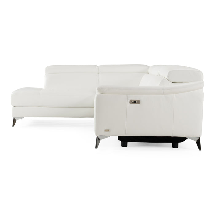 Monte Carlo - Italian Modern White Leather Left Facing Sectional Sofa