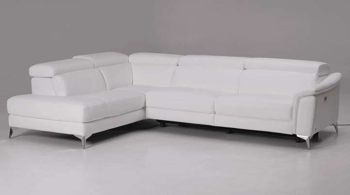 Monte Carlo - Italian Modern White Leather Left Facing Sectional Sofa