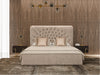 Moontide - Glam Beige Velvet and Brushed Brass Bed