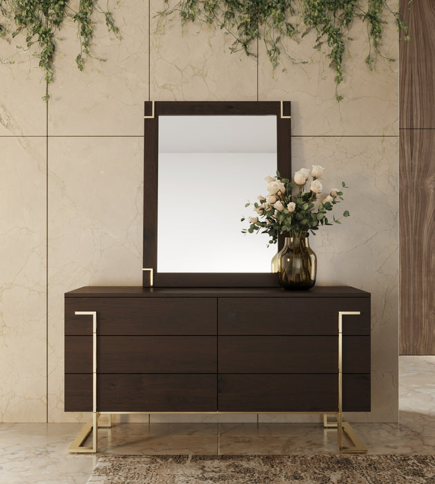 Moontide - Glam Beige Velvet and Brushed Brass Bedroom Set