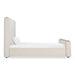 Mora - Modern Cream Fabric + Wood Bed