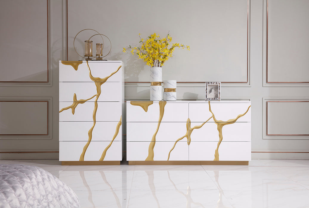 Aspen Modern White & Gold Chest