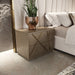 Nixa - Modern Wide Birch + Brushed Bronze Nightstand